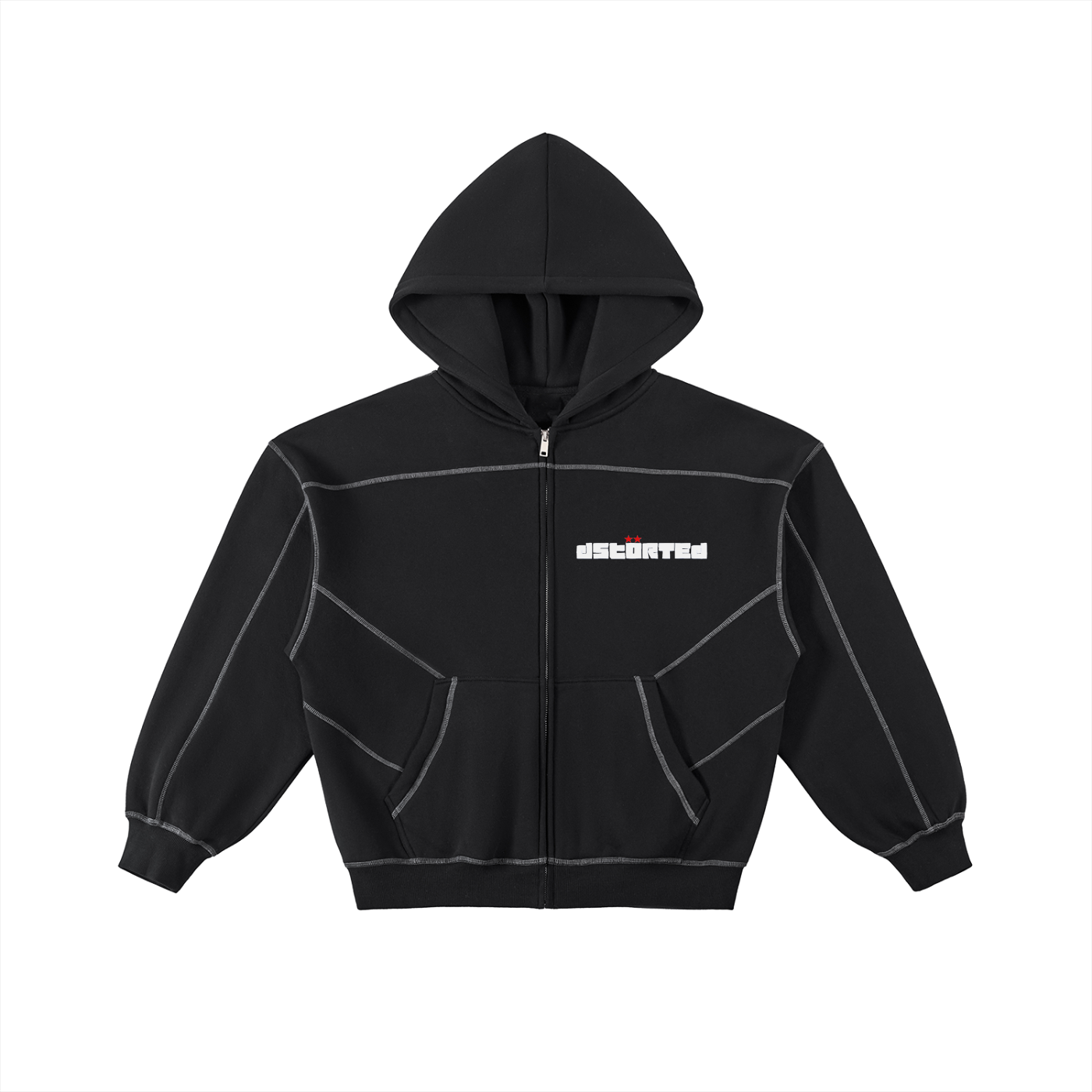 BOXXY DSTORTED  ZIP-UP-BLACK