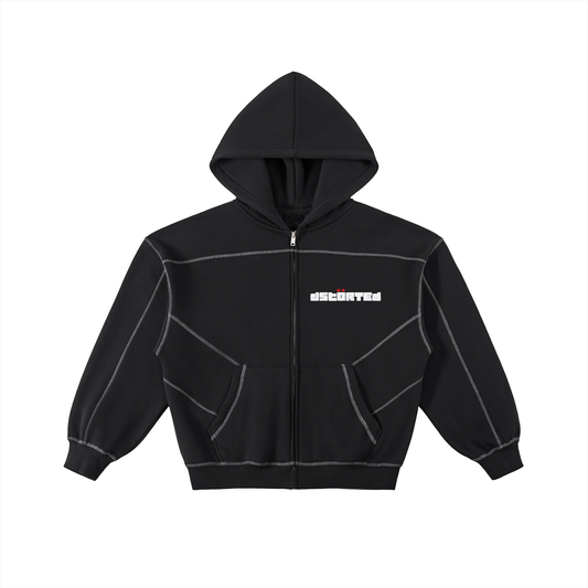 BOXXY DSTORTED  ZIP-UP-BLACK